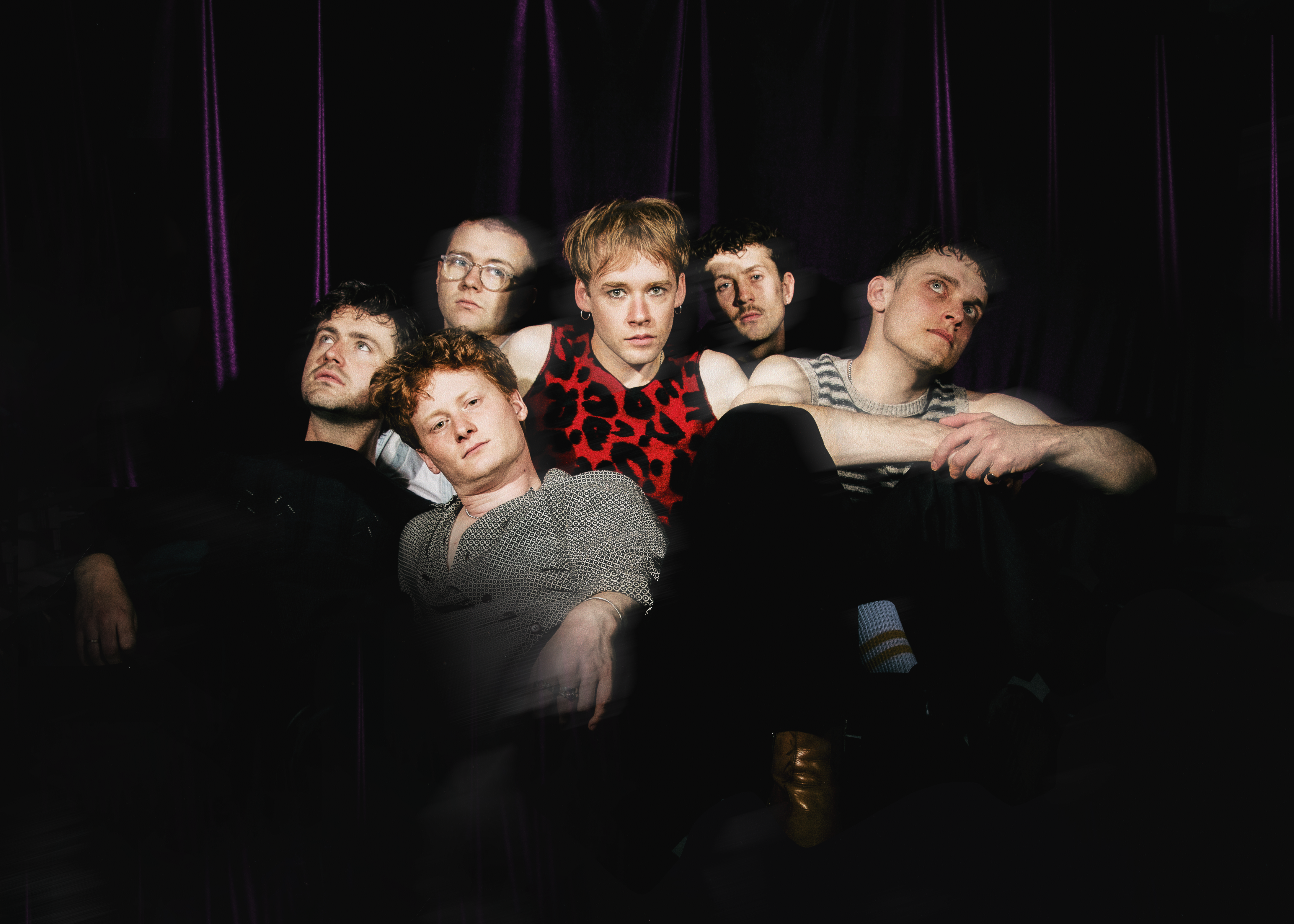 The six members of the band Flat Party
