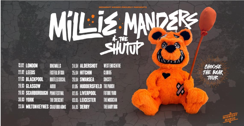 NEWS: Millie Manders and the Shutup share powerful 'Me Too' single +'Choose the Bear'` Tour 23 image 19
