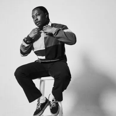 Black and white photo of singer McKinley Dixon