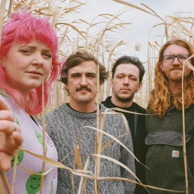 The four piece Irish band Sprints looking at the camera