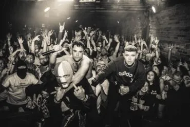 NEWS: Kneecap release first single on Heavenly Records 'Better Way to Live' featuring Grian Chatten and Tom Coll from Fontaines D.C. 25 The three band members of Kneecap at a gig