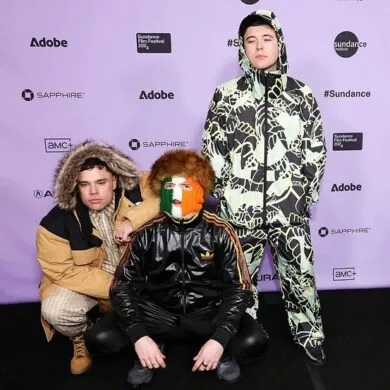 The three members of the Irish band Kneecap