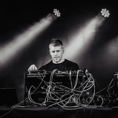 Black and white photo of Belfast electronic artist Mount Palomar